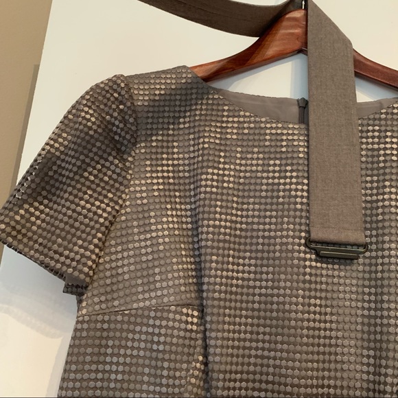 Akris Punto Grey Silver Belted Midi Dress - 10 - Picture 4 of 9